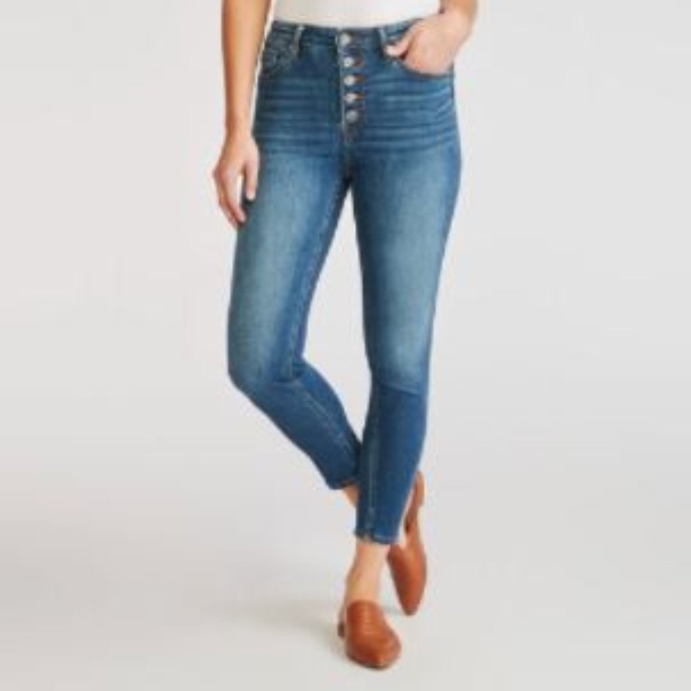 Vigoss Ace High Rise Button Front Skinny